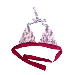 Y2K Women’s Red & White Star Print Triangle Bikini Top – Adjustable Halter Tie